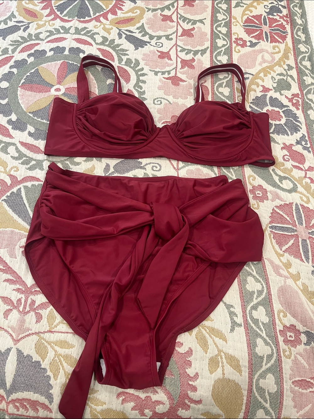 Fashion to Figure Burgundy Two-Piece Tie-Front Bikini